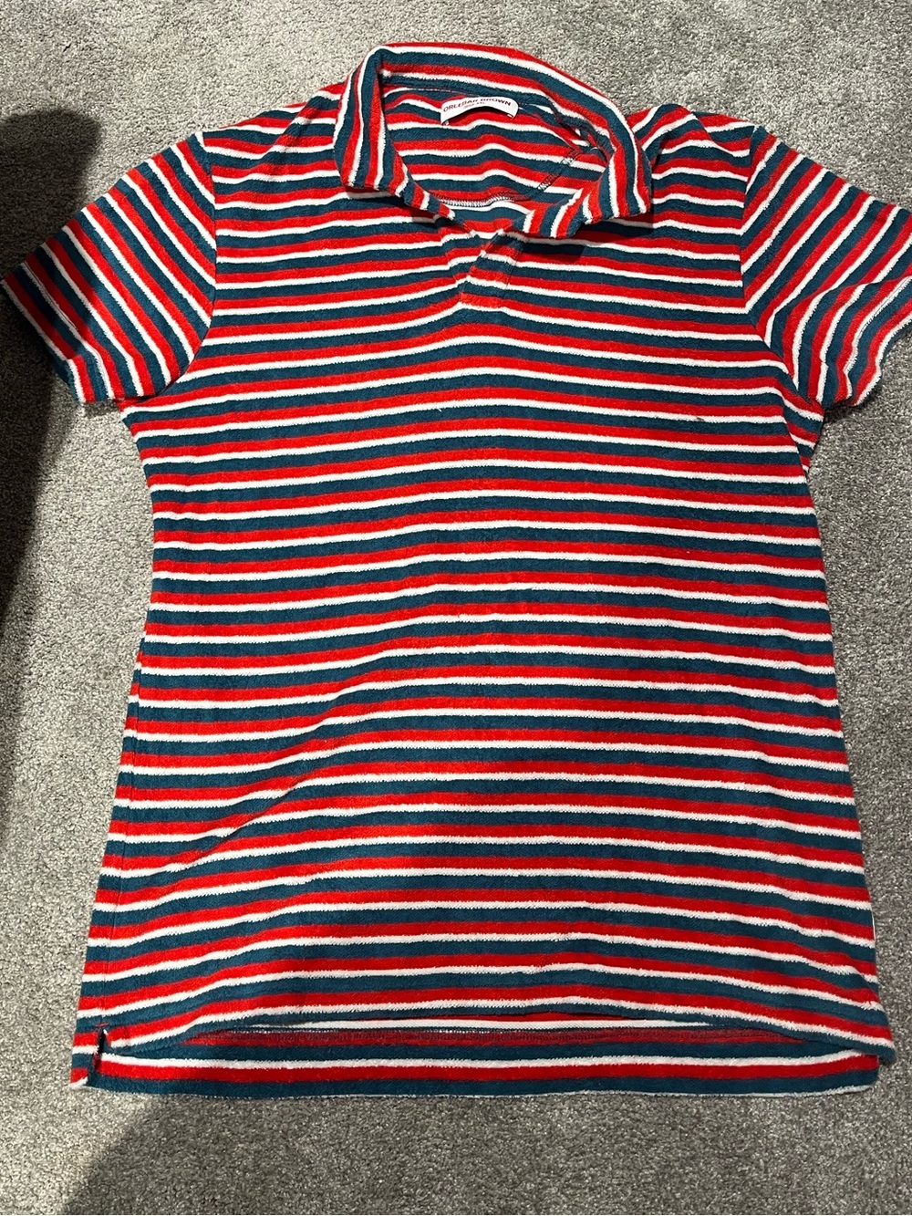 Orlebar Brown men's striped terry shirt